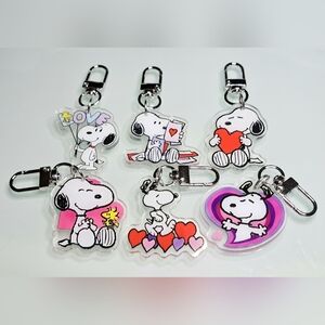 Peanuts Snoopy and Friends Keychain Purse Backpack Charm Clip Set